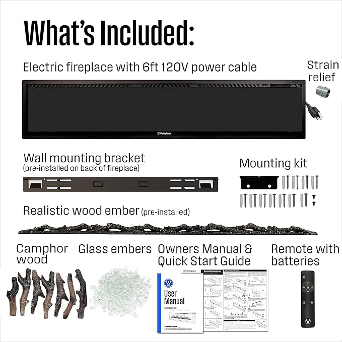 Westinghouse 74 Inch Electric Fireplace Heater, Compatible