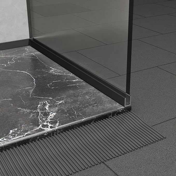 Brixwell SDCD3812MBL-XCP5 Matte Black Frameless Shower Door Aluminum Deep