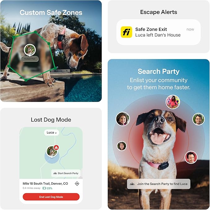 Fi Mini GPS Tracker for Dogs — 12-Month Membership Included — Smart Pet
