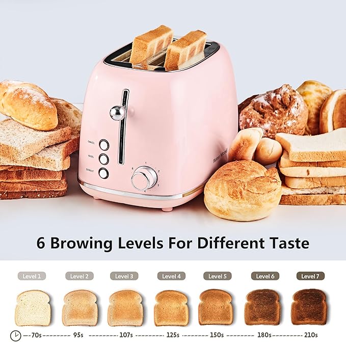 Roter Mond 2 Slice Toaster Retro Stainless Steel