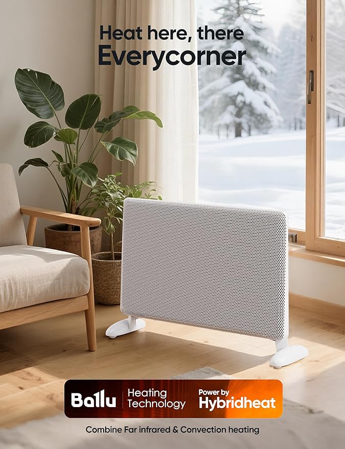 Ballu Mica Infrared Space Heater Indoor Use, Large Room Panel Heater