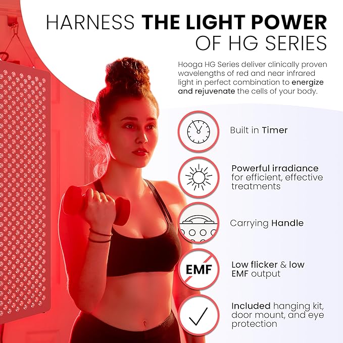 Hooga Red Light Therapy Panel for Face and Body, 60 High-Efficiency Low-Level