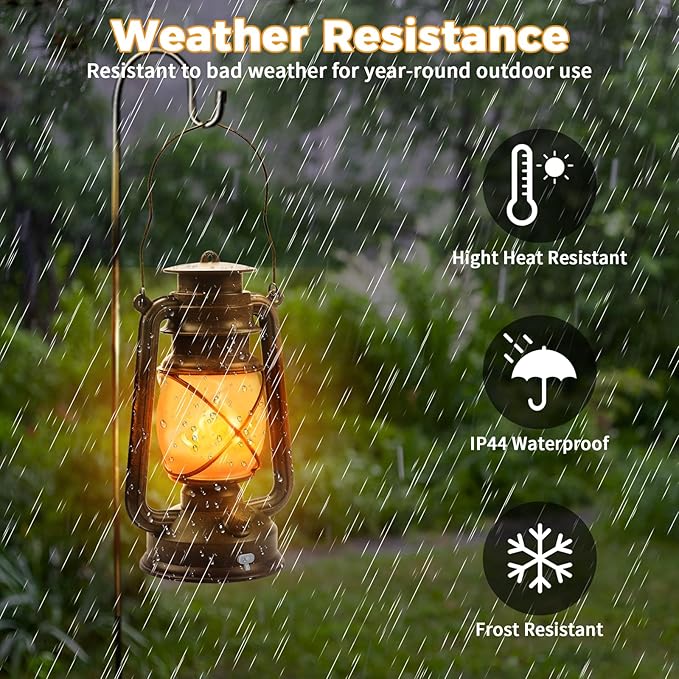 2 Pack Bronze Vintage 4 Modes Light LED Lanterns,Rechargeable Dancing Flame