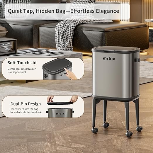MRBIN Stainless Steel Slim Bathroom Trash Can
