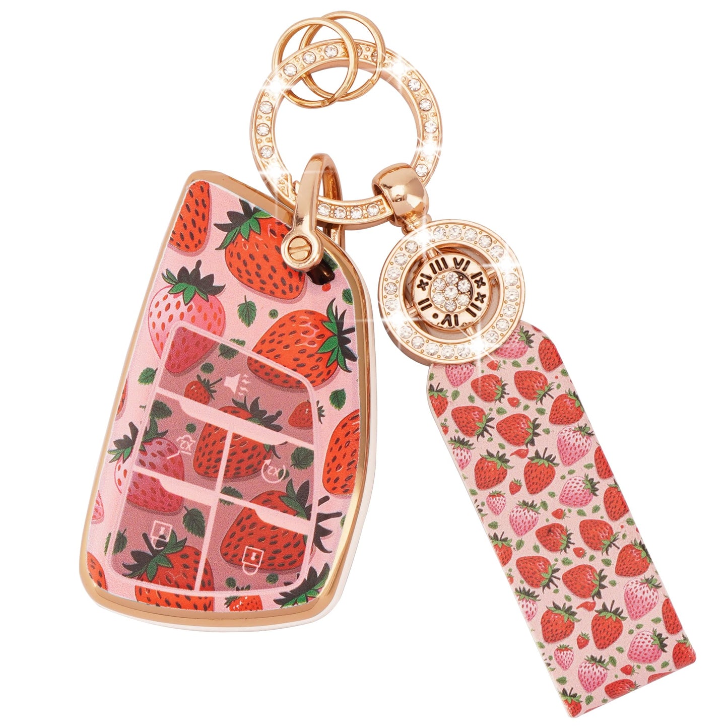 EKALA for Chevy GMC 5 Bbuttons Key Fob Cover with Leather Keychain for 2021-2026 GMC Sierra 1500 for Chevy Silverado 1500 2500HD