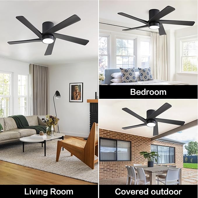 WINGBO 54 Inch Flush Mount DC Ceiling Fan