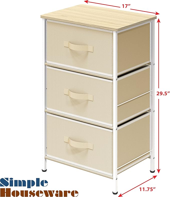Simple Houseware 3 Drawer Nightstand Dresser