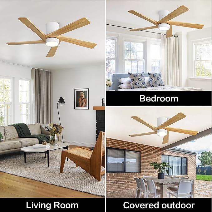 WINGBO 54 Inch Flush Mount DC Ceiling Fan