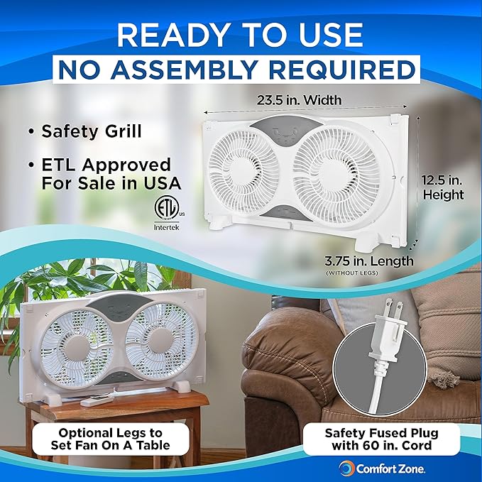 Comfort Zone Twin Window Fan