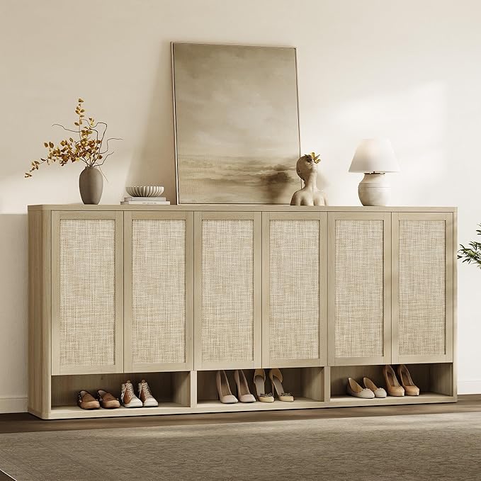 SICOTAS Rattan Shoe Storage Cabinet
