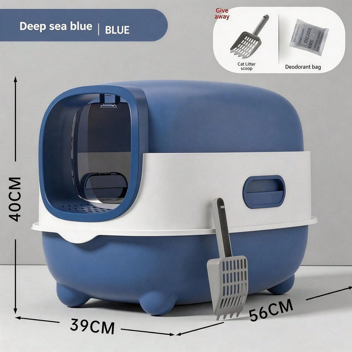 Fully Enclosed Cat Litter Box With UV Sterilization Odor Control, Large 56cm Space For Big Cats, Easy Clean 180 Flip Top, Detachable Anti Tracking Design With Litter Scoop