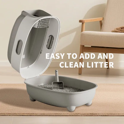 High-Capacity Enclosed Cat Litter Box & Odor-Lock, Scratch-Resistant, Ideal For US Households