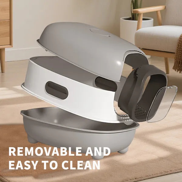 High-Capacity Enclosed Cat Litter Box & Odor-Lock, Scratch-Resistant, Ideal For US Households