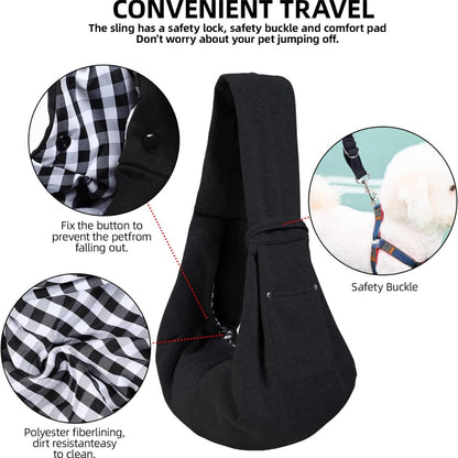 Dog Carrier Sling  Reversible Puppy Carrier Purse With Storage Pocket, Hand Free Dog Sling Carrier For Carry Small Dogs And Cats, Travel Safety Harness, Dog And Cat Harness