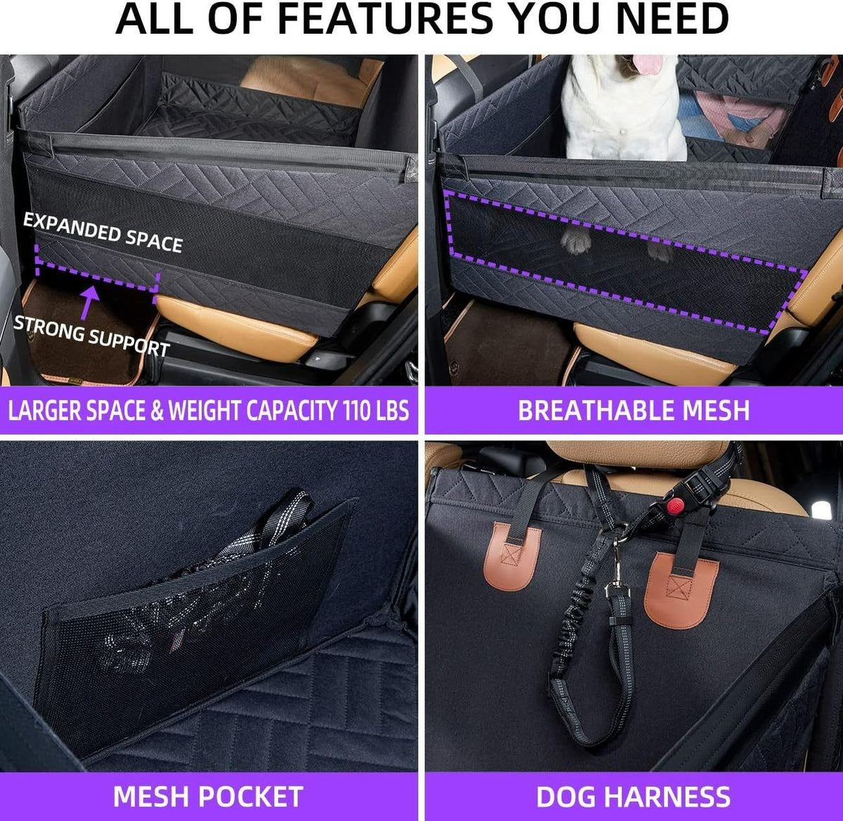Hard Bottom Dog Cat Car Seat For Large&Medium Pet Booster Back Seat Extender