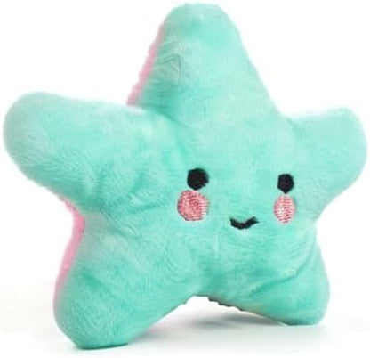 Pet Bite Squeaky Toys Smile Star Cute Stuffed Toys for Dogs Puppy Biting BB Sound Chew Squeaker Cloud Shape Plush Toy for Cats & Small Animals Exercise Entertainment,3 Pack (Star)