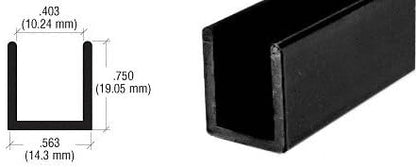 Brixwell SDCD38BL-CCP23-XCP25 Black 3/8" Fixed Panel Shower Door Deep U-Channel