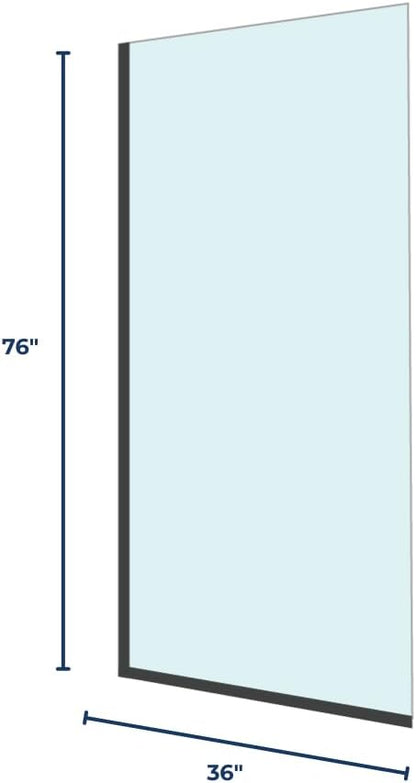 Fixed Glass Shower Wall Panel, 10mm Thick Glass Door 36" x 76", Frameless