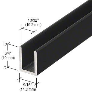Brixwell SDCD38MBL-XCP5 Matte Black 3/8" Fixed Panel Shower Door Deep U-Channel