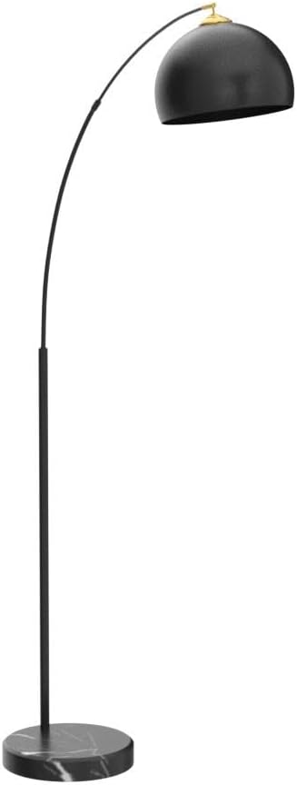 GETINLIGHT Inlight 66" Modern Black Metal Arc Floor Lamp with Inner Gold Metal Shade and Black Marble Base, Bulb Not Included, IN-0806-1-BK