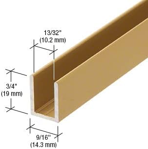 Brixwell SDCD38SB-XCP25 Satin Brass 3/8" Fixed Panel Shower Door Deep U-Channel
