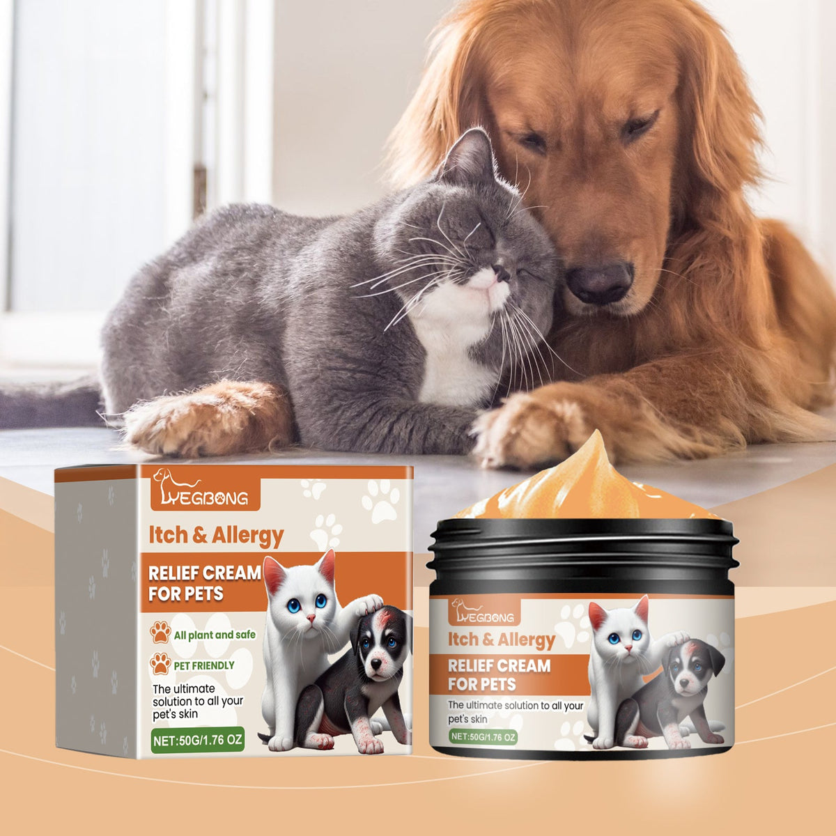 Pet Itch & Allergy Relief Cream, Soothing Skin  For Dogs & Cats, Natural Herbal Extracts For Itch, Bites & Irritated Skin, 50g
