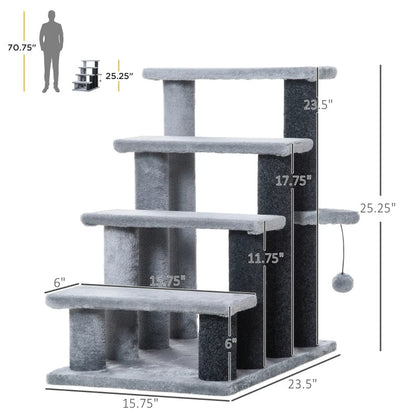 Cat Tree, Cat Tower Cat Stair Steps With Scratching Post, Hanging Play Ball For High Bed, Sofa, Indoor Outdoor