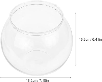 Beavorty Plastic Fish Bowl 0.5 Gallon Clear Spherical Aquarium Tank for Small Goldfish Betta Turtle Desktop Decor Mini Water Garden