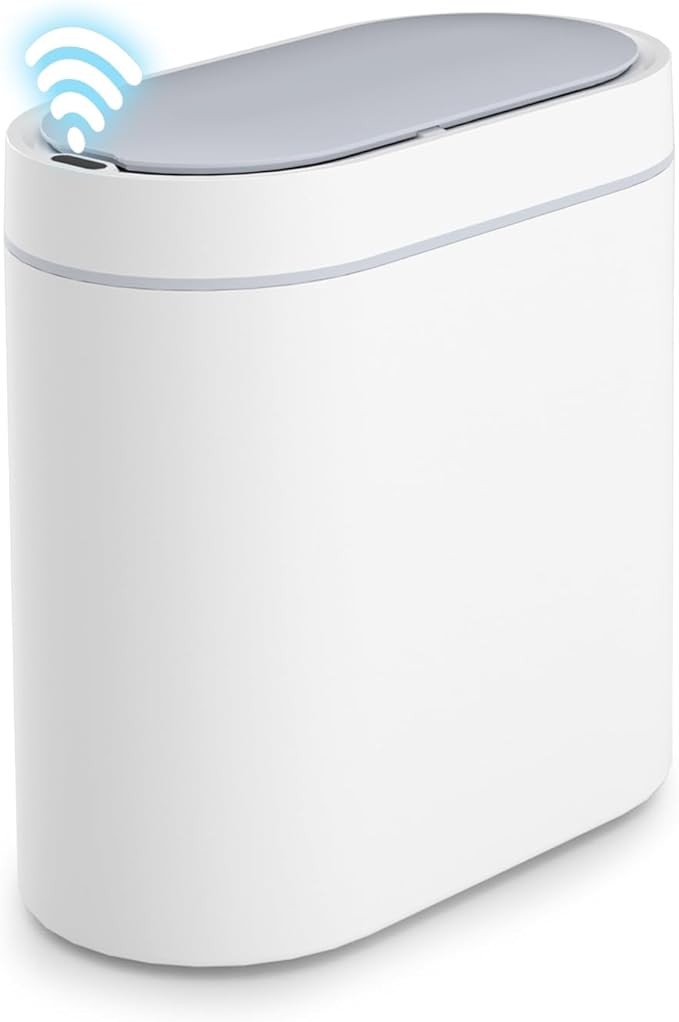Bathroom Trash Can with Lid 2 Gallon Slim Motion Sensor Garbage Can Narrow