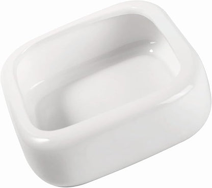 Reptile Food Bowls Ceramic Square Reptile Water Food Dish, Pet Food Bowl for Lizards, Young Bearded Dragons, Small Snakes, Gecko Tortoise Spider (White, Medium-1Pack)