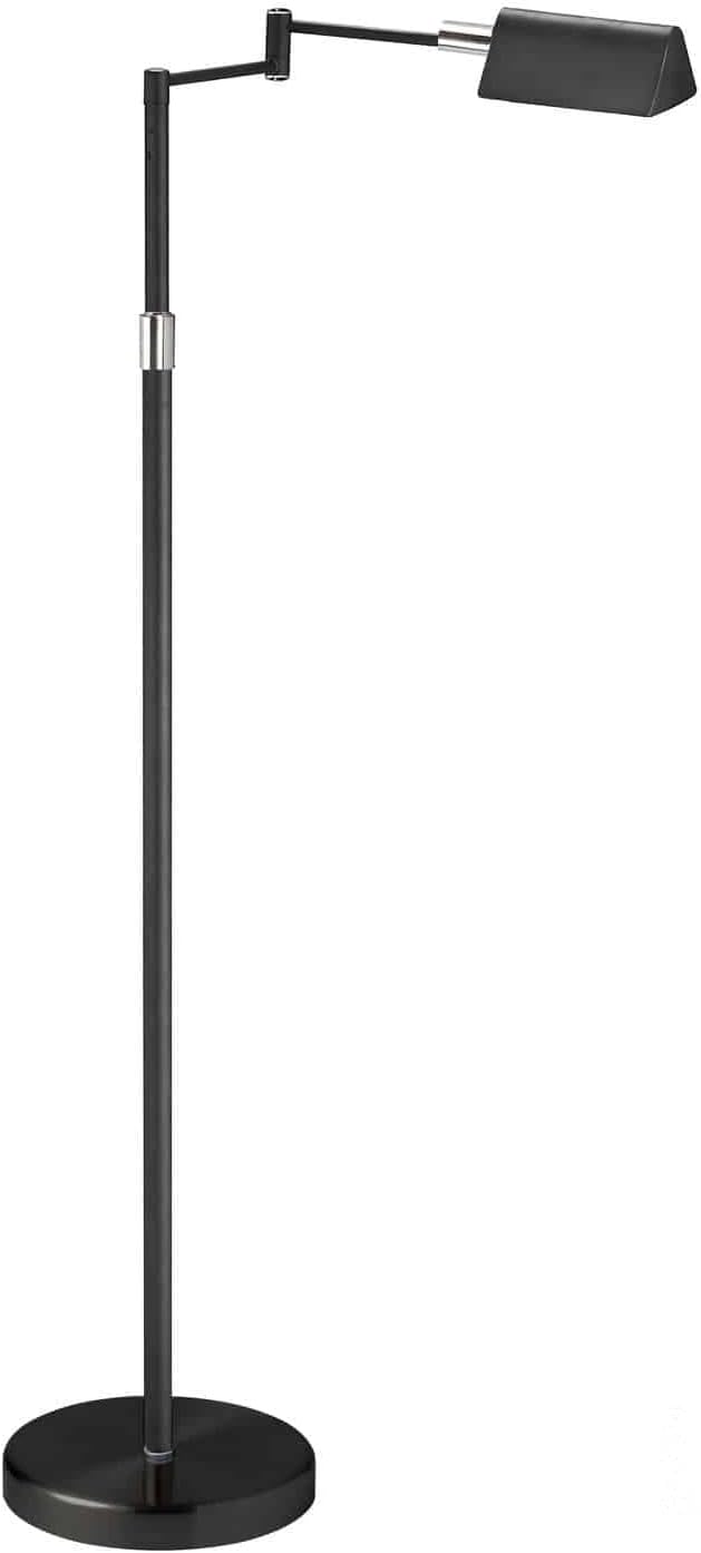 Dainolite 9257LEDF Adjustable LED Lamp Contemporary LED Floor Lamp with Adjustable Swing Arm for Living Room, Bedroom or Office - 3000K - 50.25'' - Black