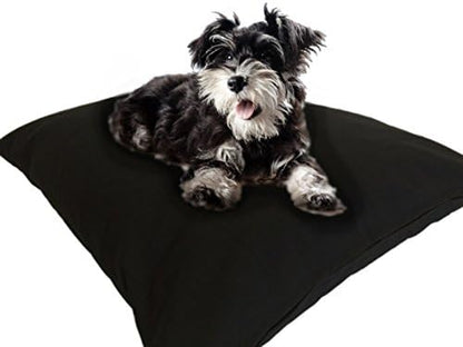 Durable Luxury Comfort Pet Dog Microcushion Pillow Bed with Inner Waterproof Resistant Liner + External Cover for Small to Large Dogs – Complete Bed Set (Black Canvas, 36''x29'')