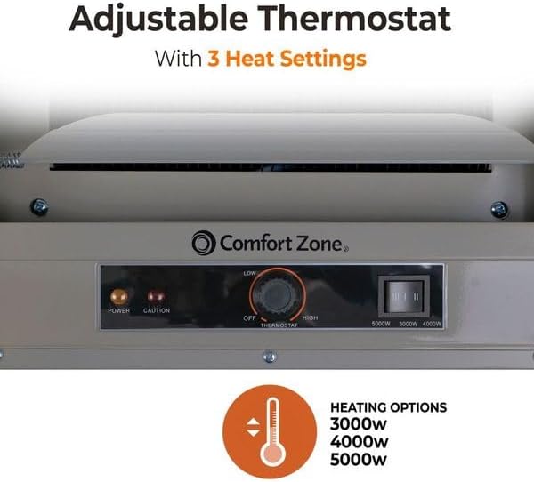 Comfort Zone Hard-Wired Ceiling Mount Garage Electric Space Heater, Fan-Forced