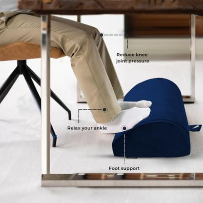 Friends of meditation Foot Rest for Office Chair | Foot Stool for Sofa | Ergonomic Foot Rest Under Table/Desk | Leg Resting Stool | Removable Cover | Blue