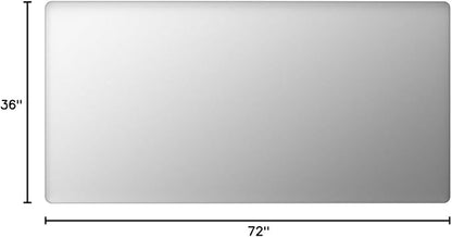 LOAAO 72X36 Inch Brushed Nickel Bathroom Mirror, Rounded Rectangle Silver Metal