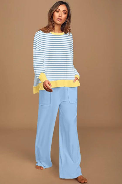 ETCYY NEW Lounge Sets for Women 2 Piece Outfits with Side Split Sweatshirt Tops and Wide Leg Sweatpants