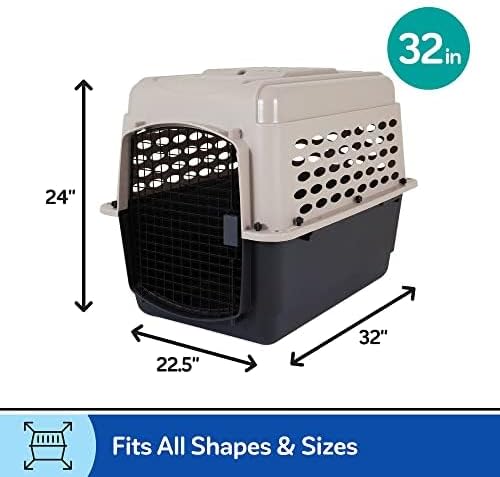 Petmate Vari Dog Kennel - Portable Dog Carriers & Crates for Medium Dogs, Airline-Friendly, Durable Plastic, Pet Carrier For Home and Travel, 32 Inches, Taupe and Black