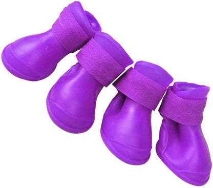 4Pcs Silicone Dog Boots, All Weather Non Slip Dog Rainshoes Boots Shoes for Hot Pavement, Snow, Mud, and Rain (S)