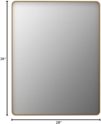 LOAAO 28”X36” Gold Bathroom Mirror, Rounded Rectangle Gold Frame Mirror