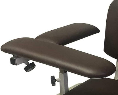 Helsevesen Comfortable Padded Blood Drawing Chair, Phlebotomy Chair with Adjustable Armrest (Coffee Brown)