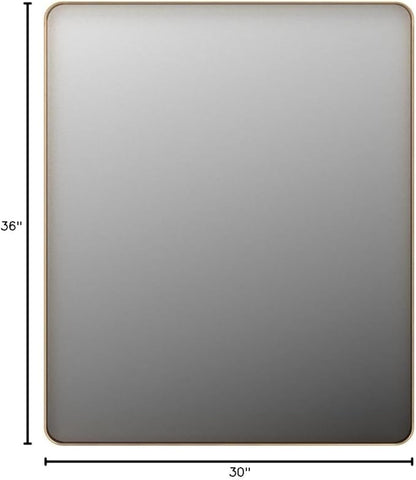 LOAAO 30”X36” Gold Bathroom Mirror, Rounded Rectangle Gold Frame Mirror