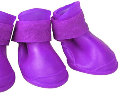 4Pcs Silicone Dog Boots, Non Slip Dog Rain Shoes All Weather Dog Shoes Shoes for Hot Pavement Snow Mud and Rain (M)