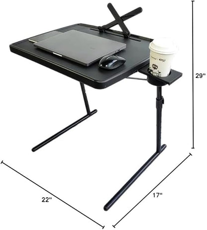 Boidheach TV Tray Stand is an Folding Table，Extra Large Table Top Adjustable TV Dining Table Tray，for Eating, Folding Laptop Table with Book Stand, Cup Holder & Tablet Slot for Bed & Sofa