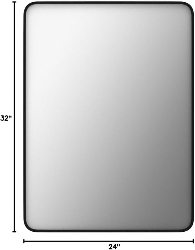 LOAAO 24X32 Inch Black Metal Framed Bathroom Mirror
