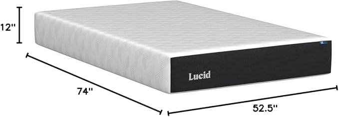 Lucid 12 Inch Memory Foam Mattress - Medium Plush Feel - Infused with Refreshing Bamboo Charcoal and Cooling Gel - Bed in a Box - Temperature Regulating - Pressure Relief - Breathable - Full Size