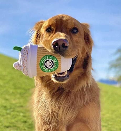Nestpark Parody Star Pups Coffee Dog Toy Pup'kin Spice Latte - Funny Plush Squeaky Crinkle Dog Toys for Medium, Small and Large for Dog Birthday