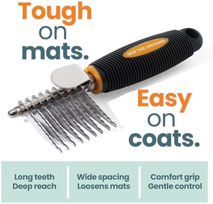 Dematting Cream + Rake Brush - Mat & Tangle Remover Kit | Cream + Rake Brush 2-Step Mat Kit: Apply, Wait 2 Min, Brush Outside-In. For Doodle Coats. No Rinse.