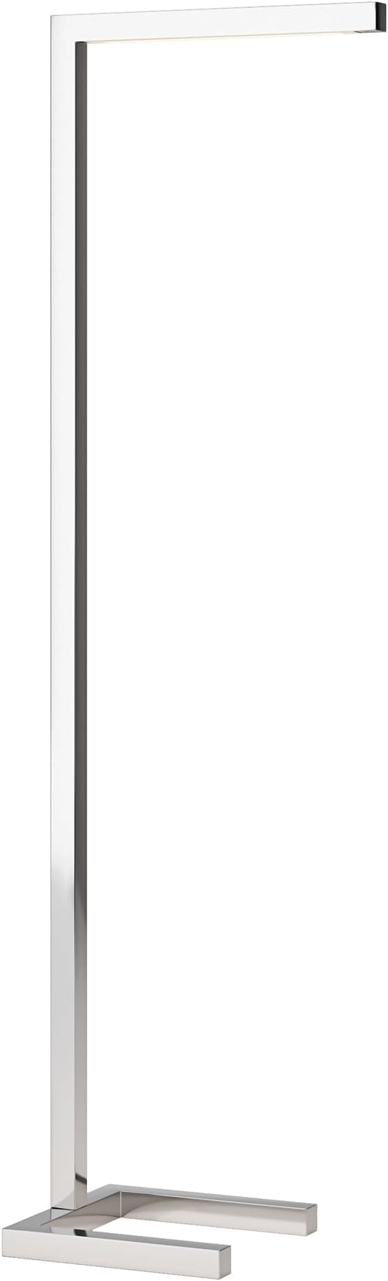 Henn&Hart 52'' Modern LED 1-Light Floor Lamp with Polished Nickel Metal Rectangle Shade for Living Room, Bedroom, or Office, Polished Nickel