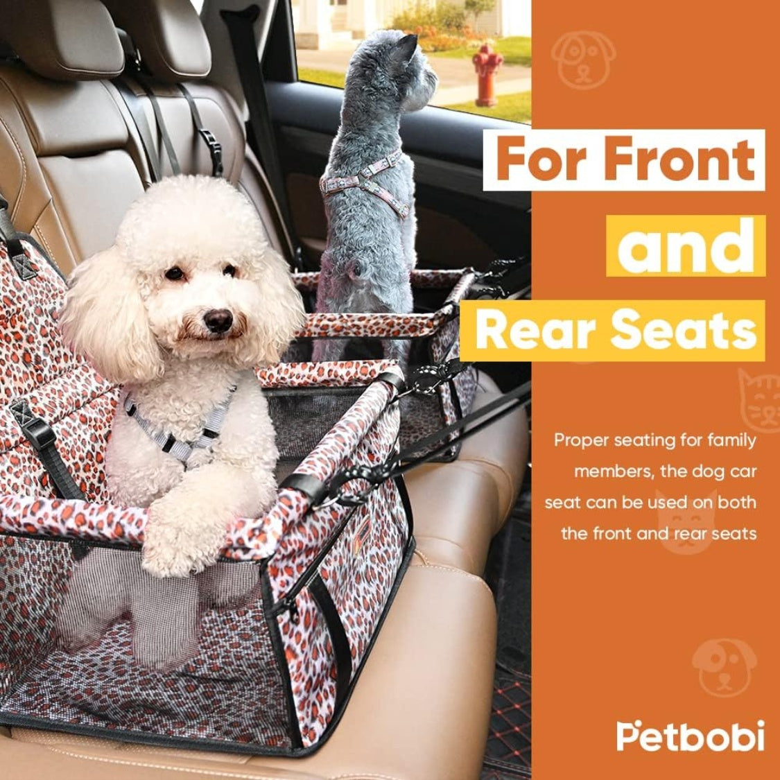 Small Dog Car Seat, Dog Car Booster Seat For Small Medium Dogs Foldable Front Seat Safety With Sturdy PVC Tube Frame, Breathable Mesh