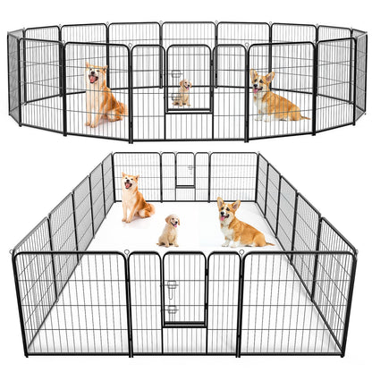 Dog Playpen Indoor Fence Height Metal Exercise Pen With Door Small Puppy-Medium-Large Dogs Animal Pet For Outdoor, Garden, Yard